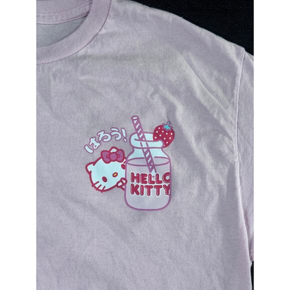 Hello Kitty Strawberry Milk Kawaii Tshirt Sanrio Unisex Size Medium Pink - Picture 5 of 5